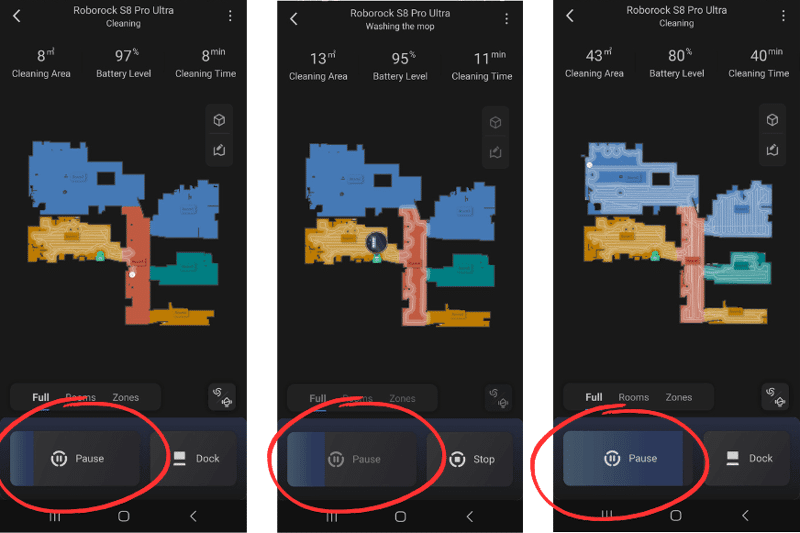 Real time map display on the Roborock app